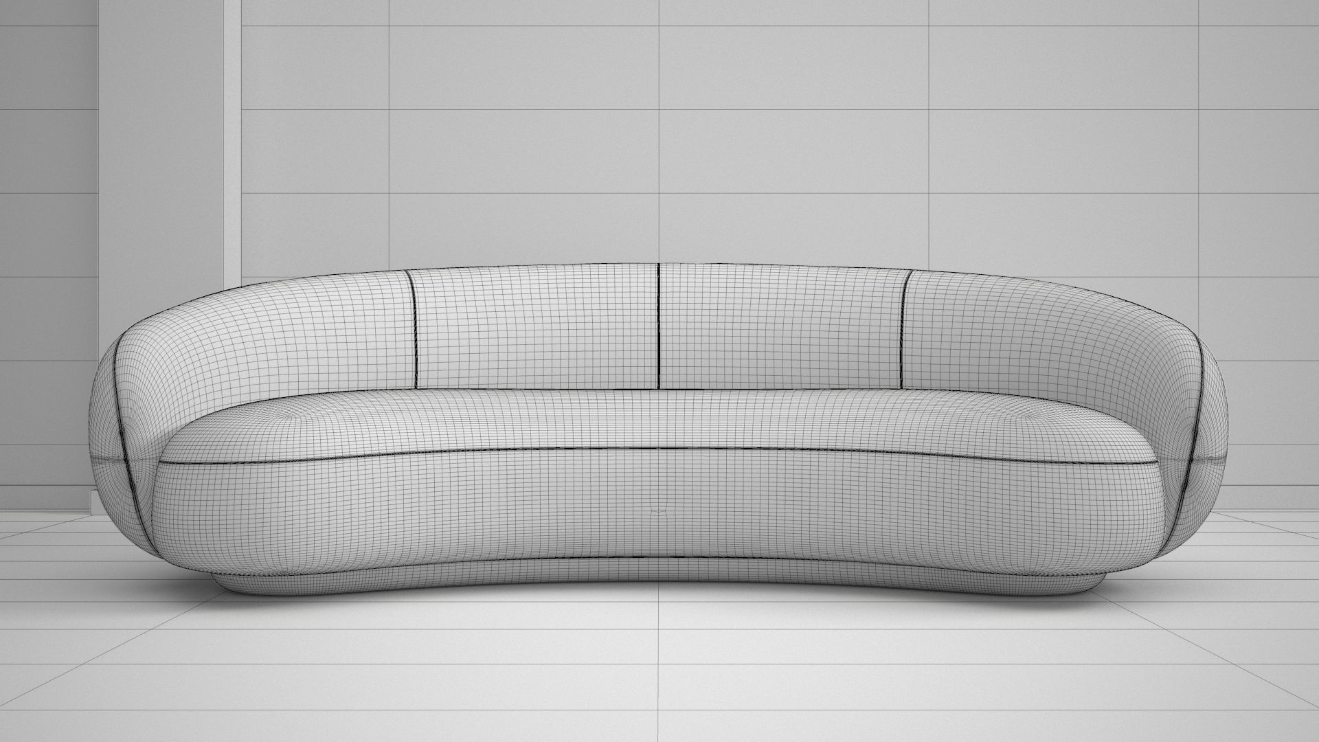 Red Velvet Sofa 3D model_8
