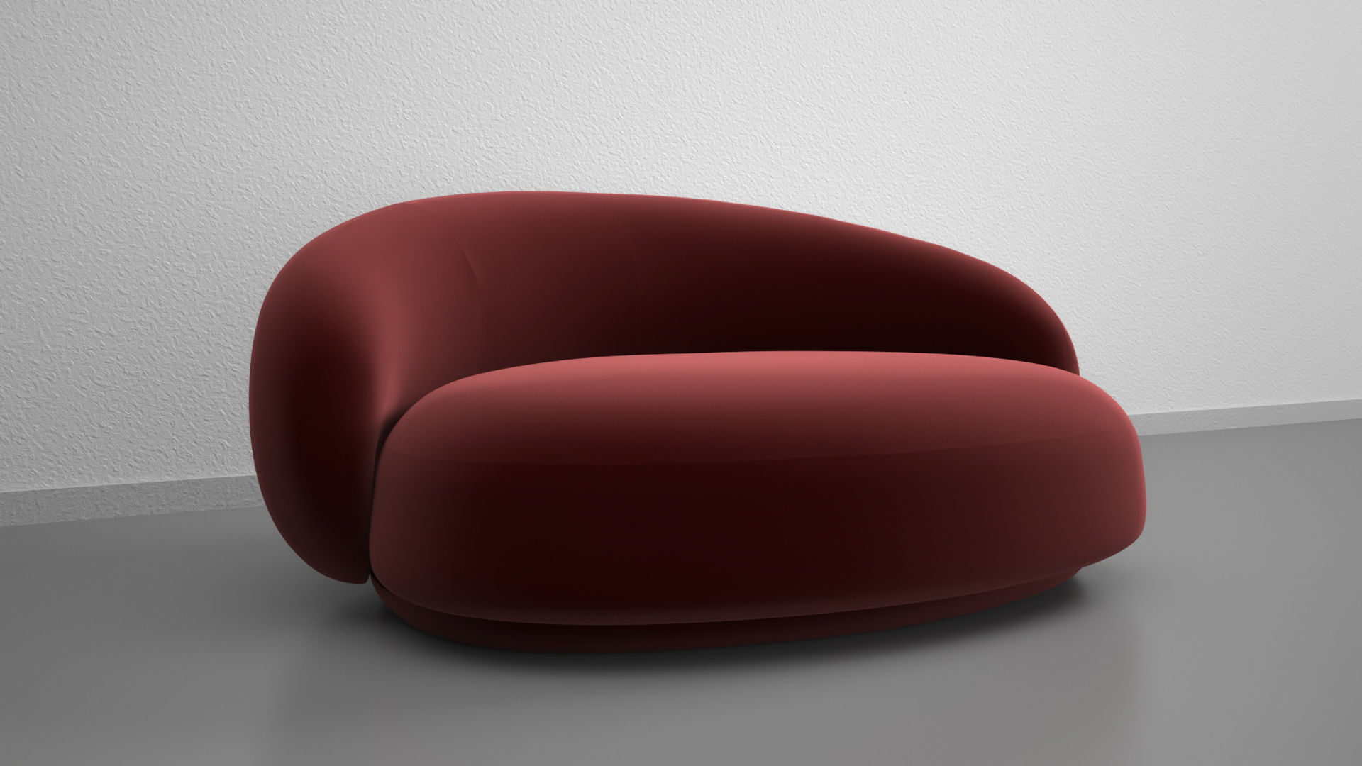 Red Velvet Sofa 3D model_5