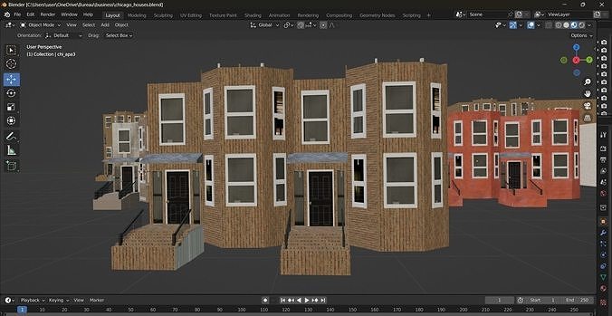 Brownstone Houses 3D model