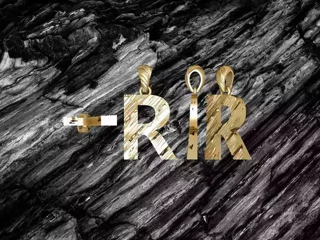 R Letter Alphabet Wooden Texture Pendant 3D Print Model