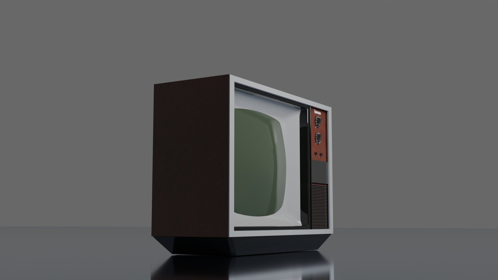 Old nostalgia television mid 20th century Low-poly 3D model_1