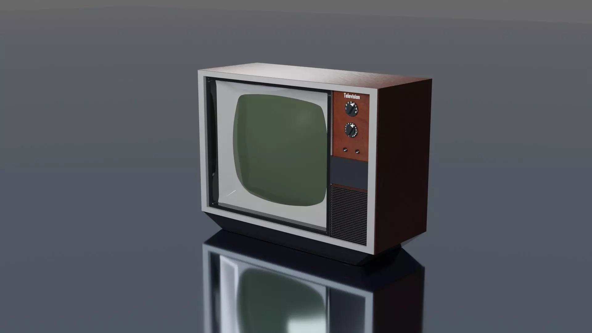 Old nostalgia television mid 20th century Low-poly 3D model_0