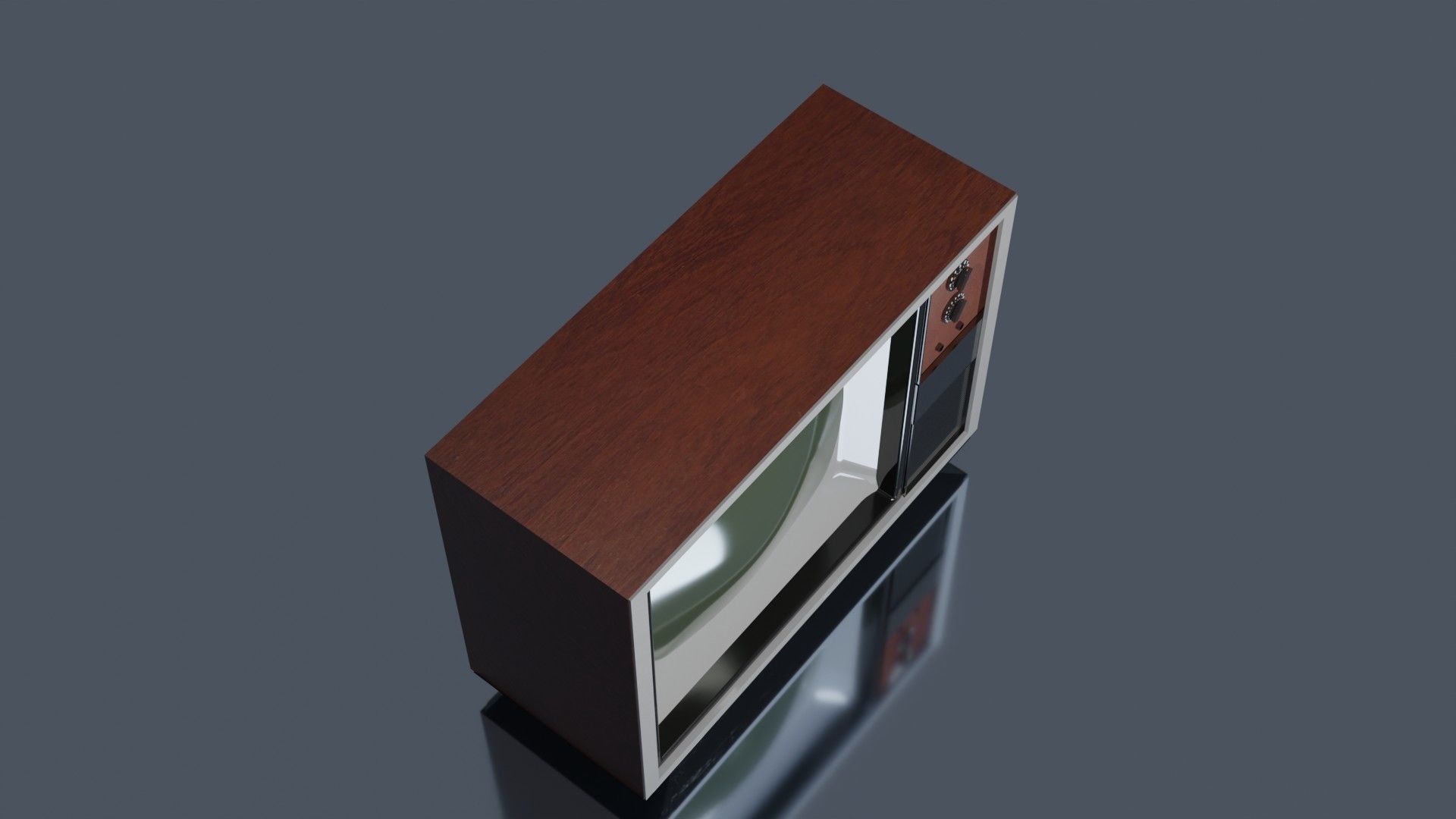 Old nostalgia television mid 20th century Low-poly 3D model_3