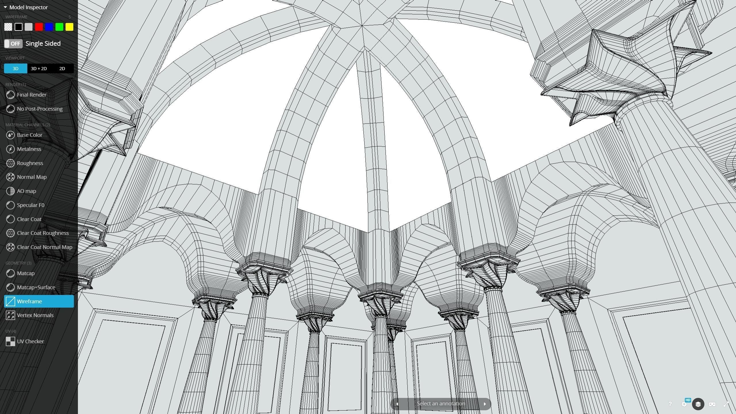 Virtual Gallery Red Column Hall Low-poly 3D model_6