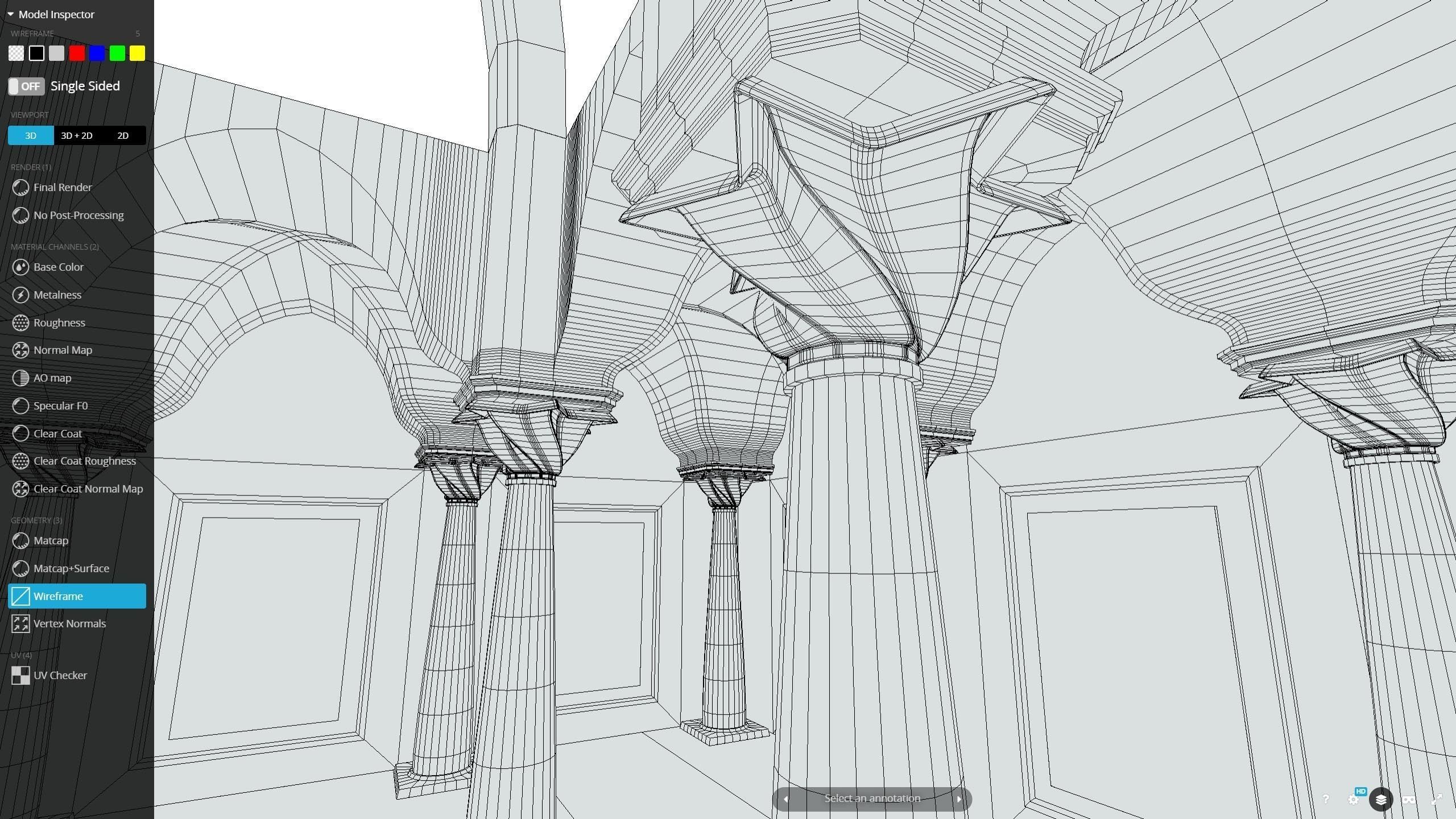 Virtual Gallery Red Column Hall Low-poly 3D model_8