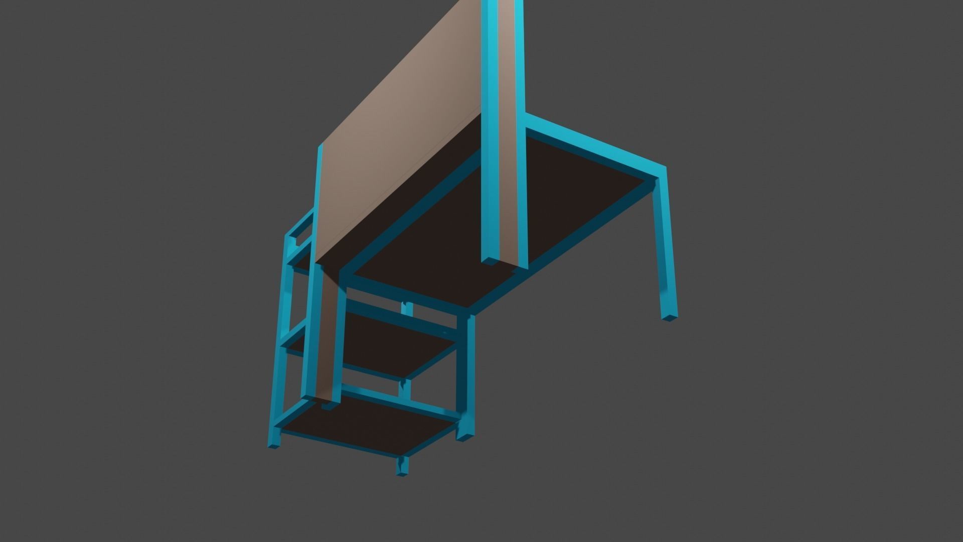 Study desk Low-poly 3D model_4