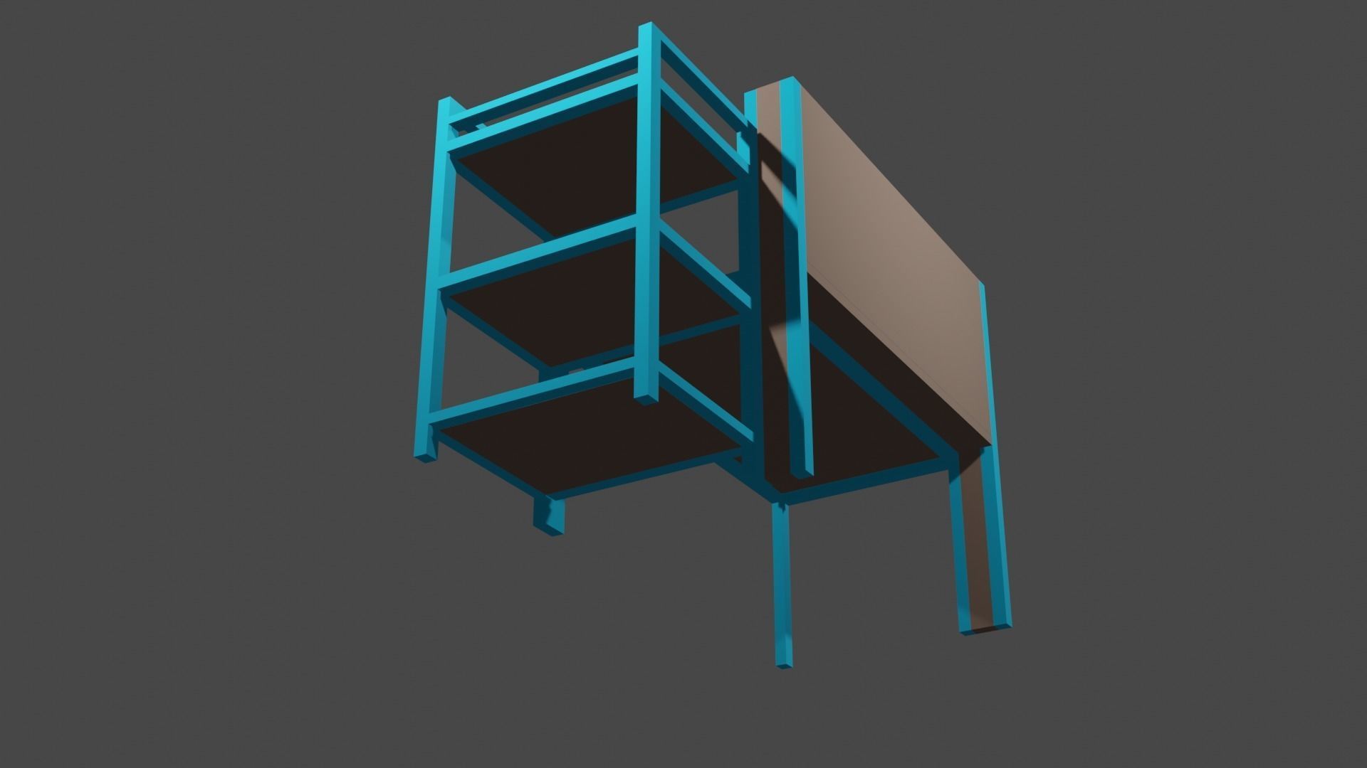 Study desk Low-poly 3D model_5