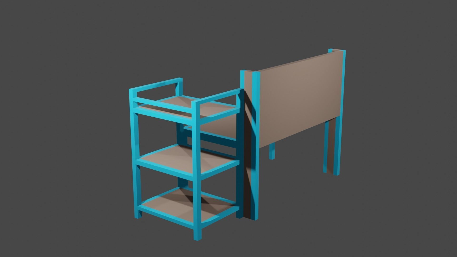 Study desk Low-poly 3D model_14