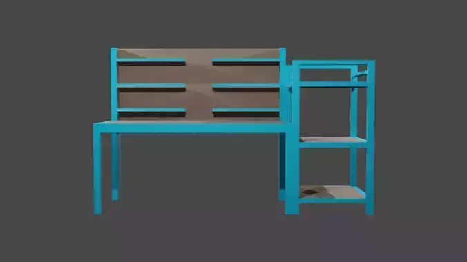 Study desk Low-poly 3D model