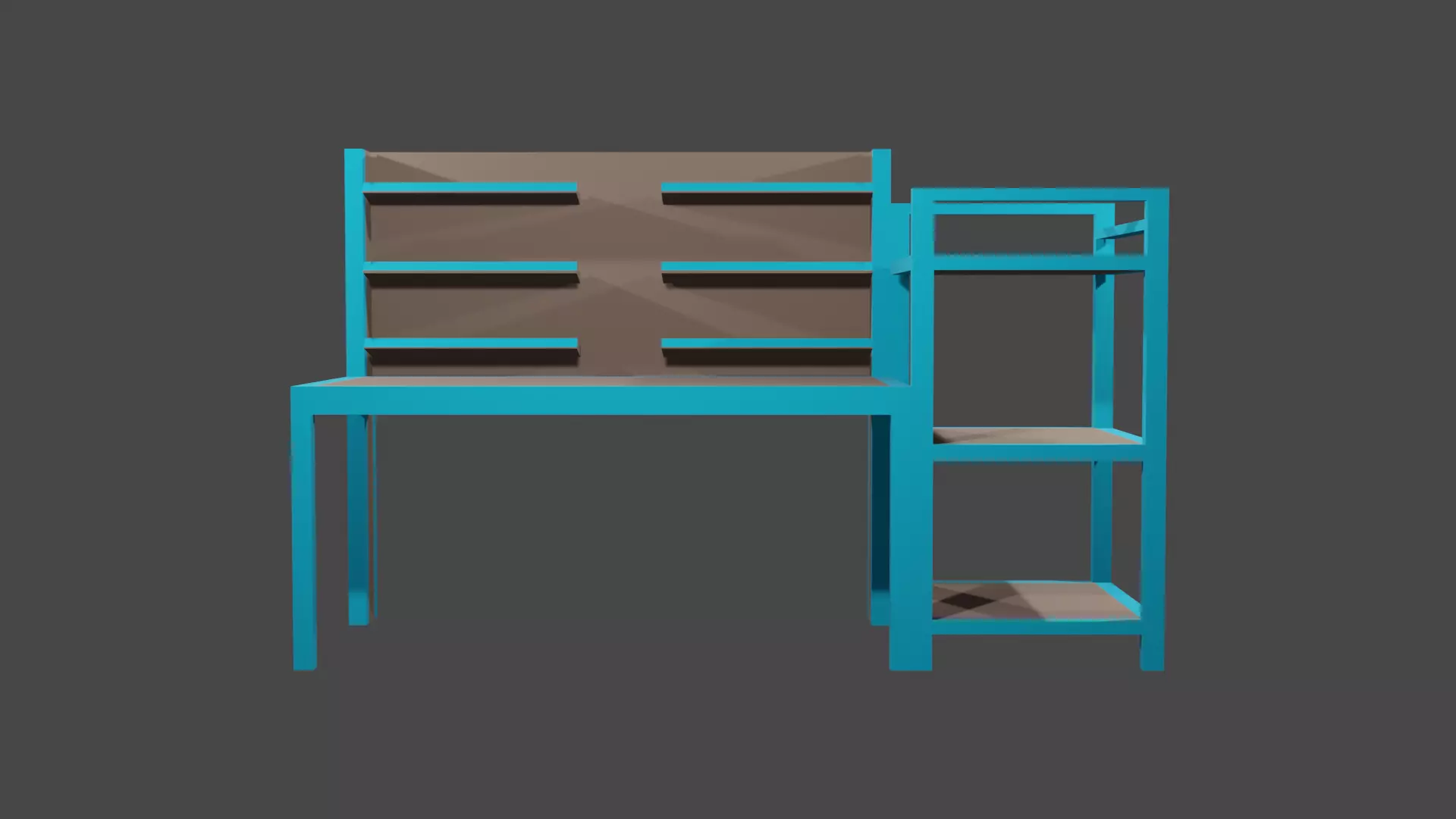 Study desk Low-poly 3D model_0