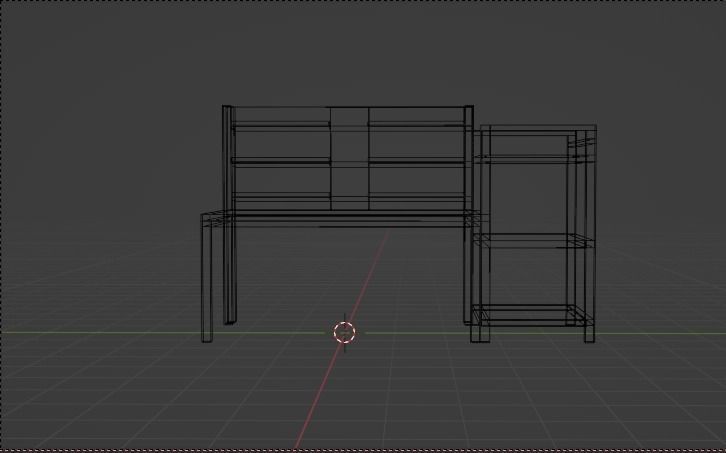 Study desk Low-poly 3D model_6
