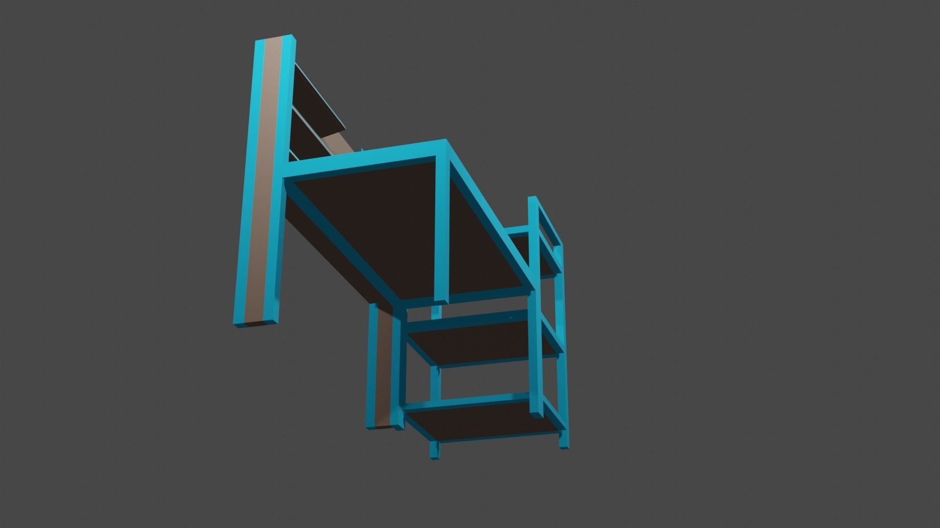 Study desk Low-poly 3D model_3