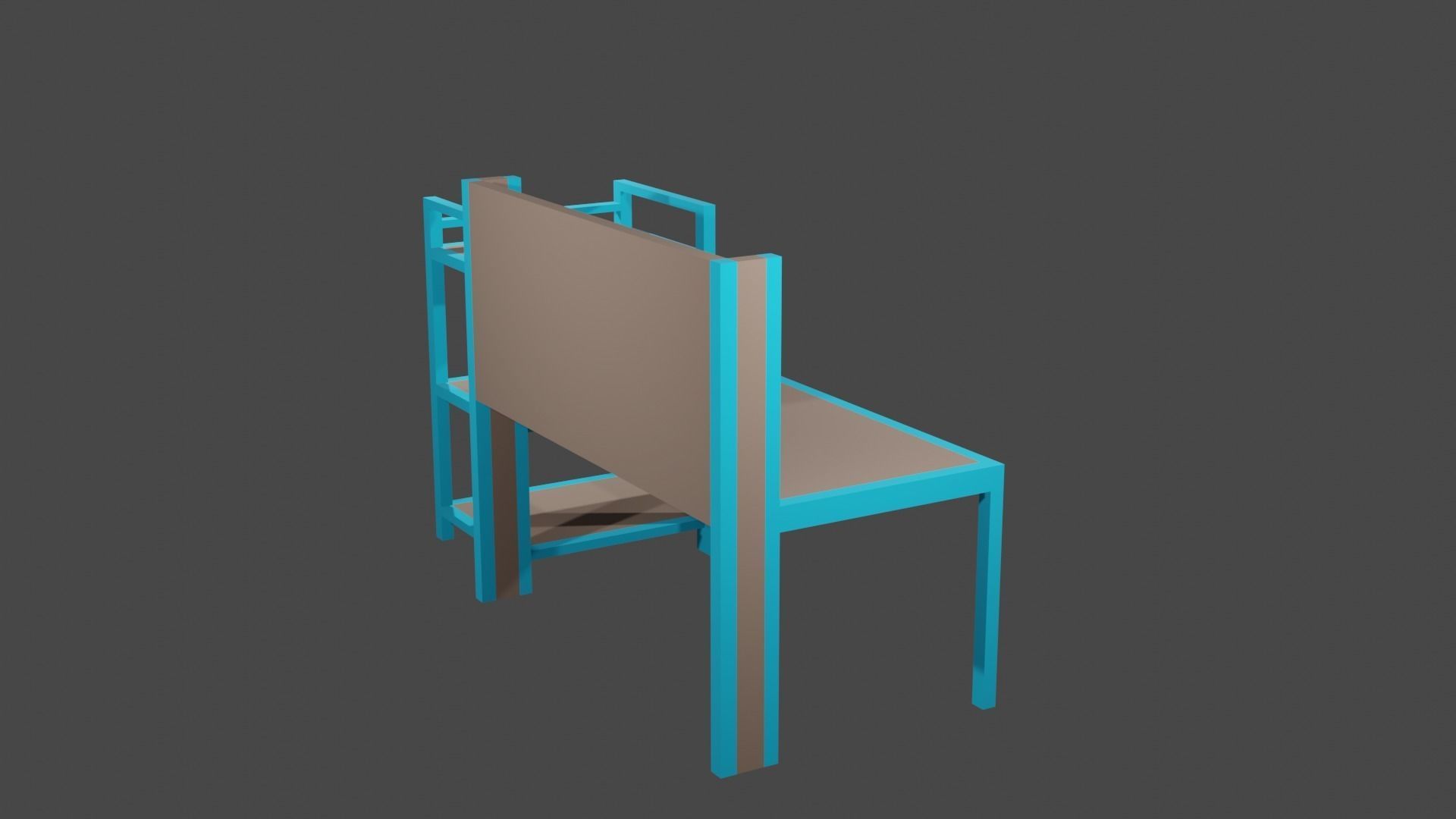 Study desk Low-poly 3D model_13