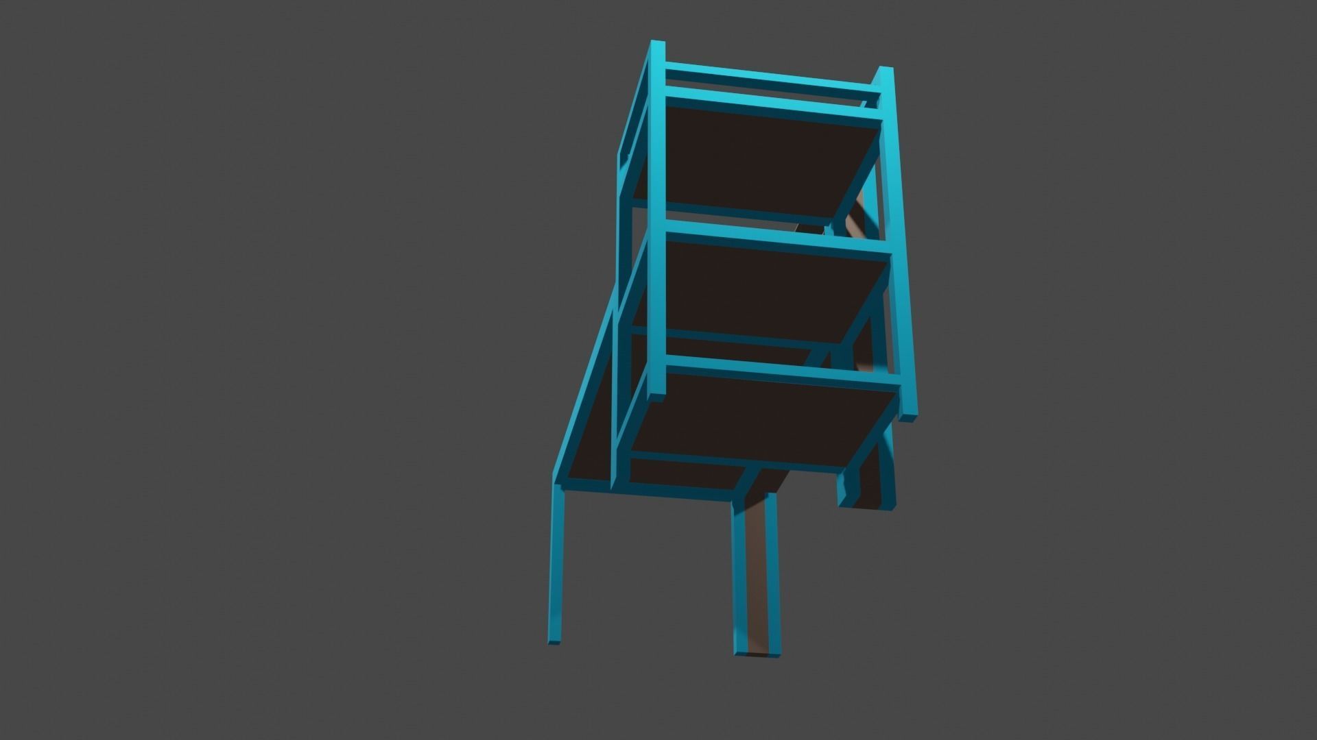 Study desk Low-poly 3D model_2