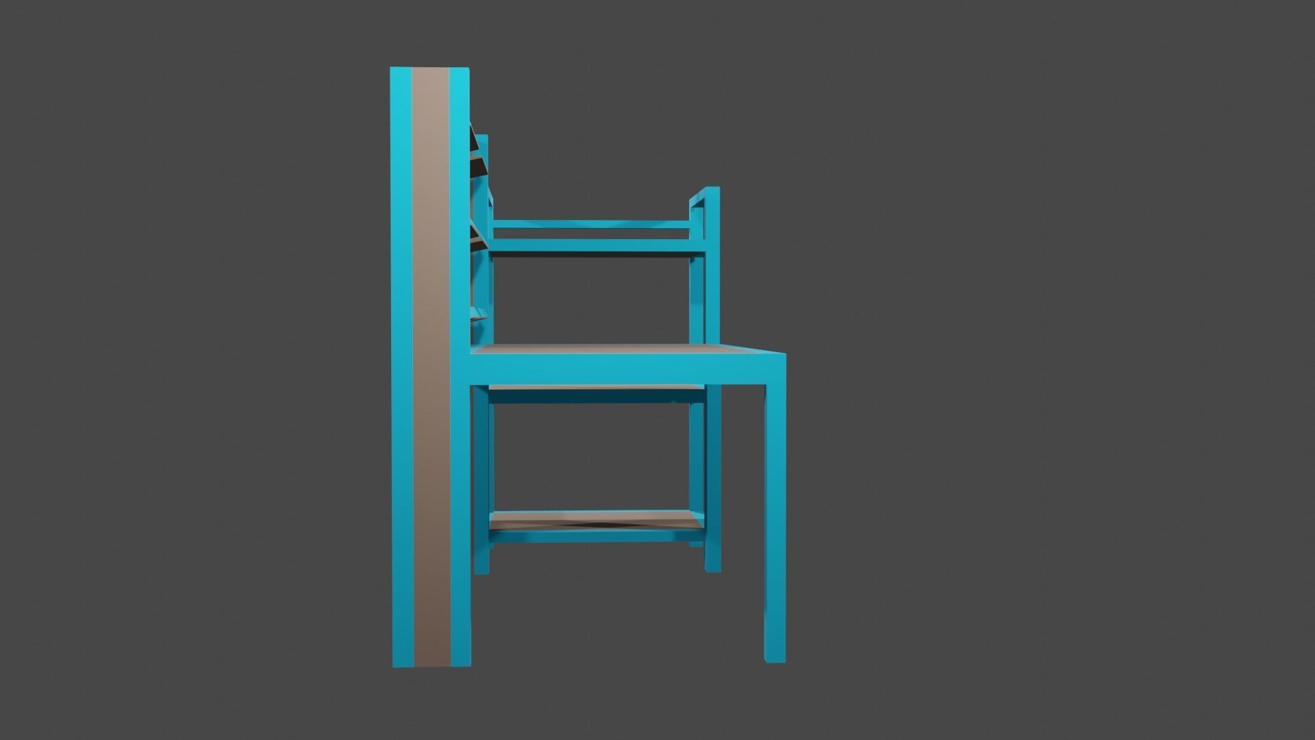 Study desk Low-poly 3D model_1