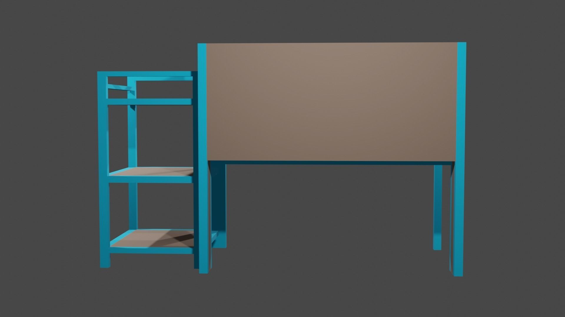 Study desk Low-poly 3D model_7
