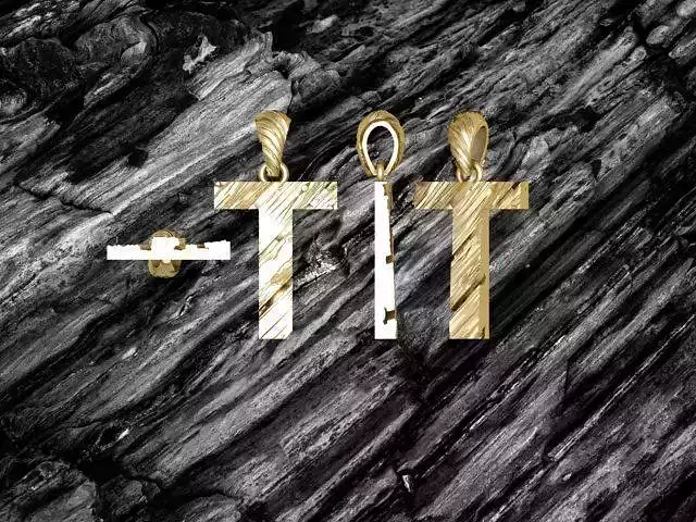 T Letter Alphabet Wooden Texture Pendant 3D Print Model