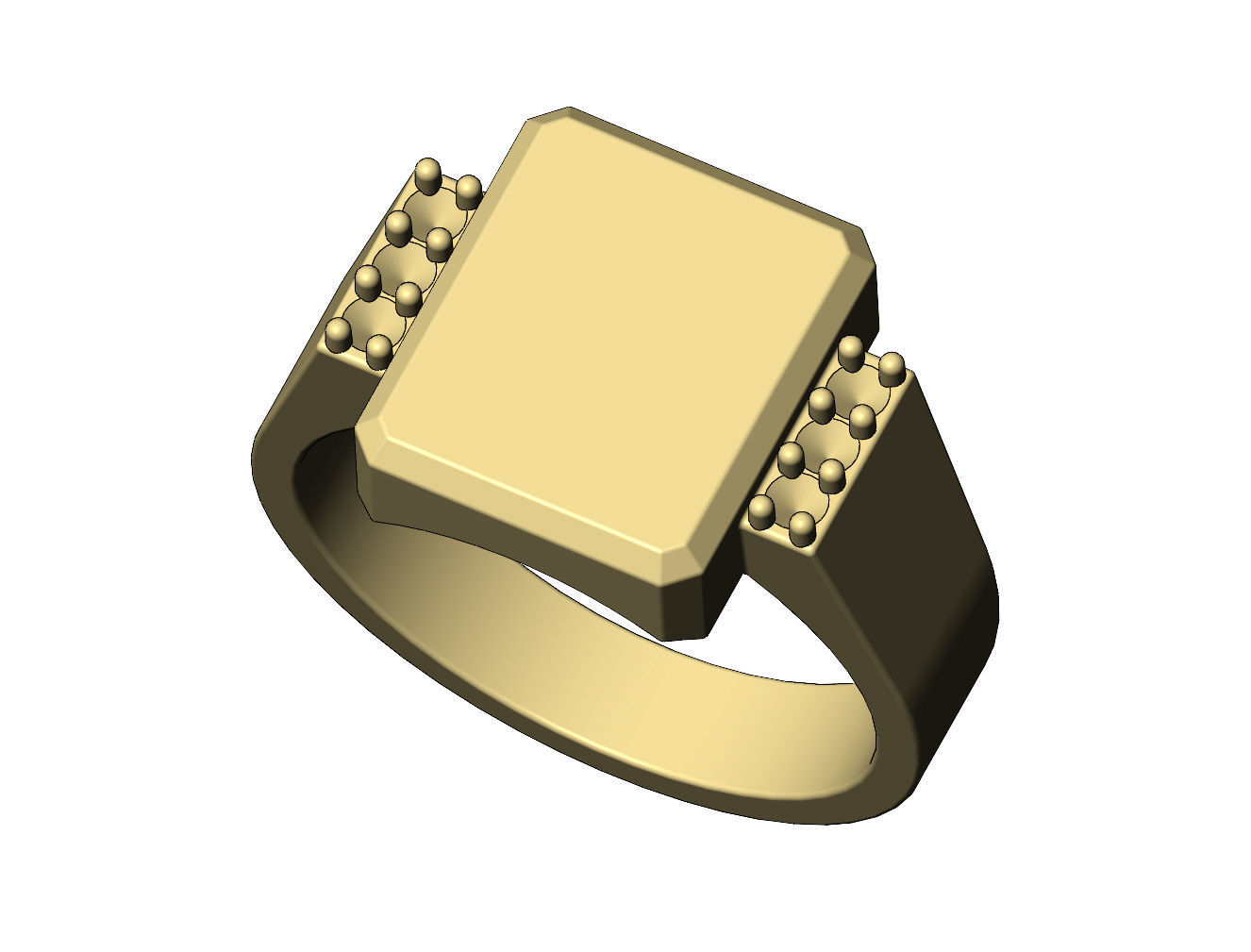Diamond chamfred blank rectangular signet ring US sizes 7to10 3D print model_7