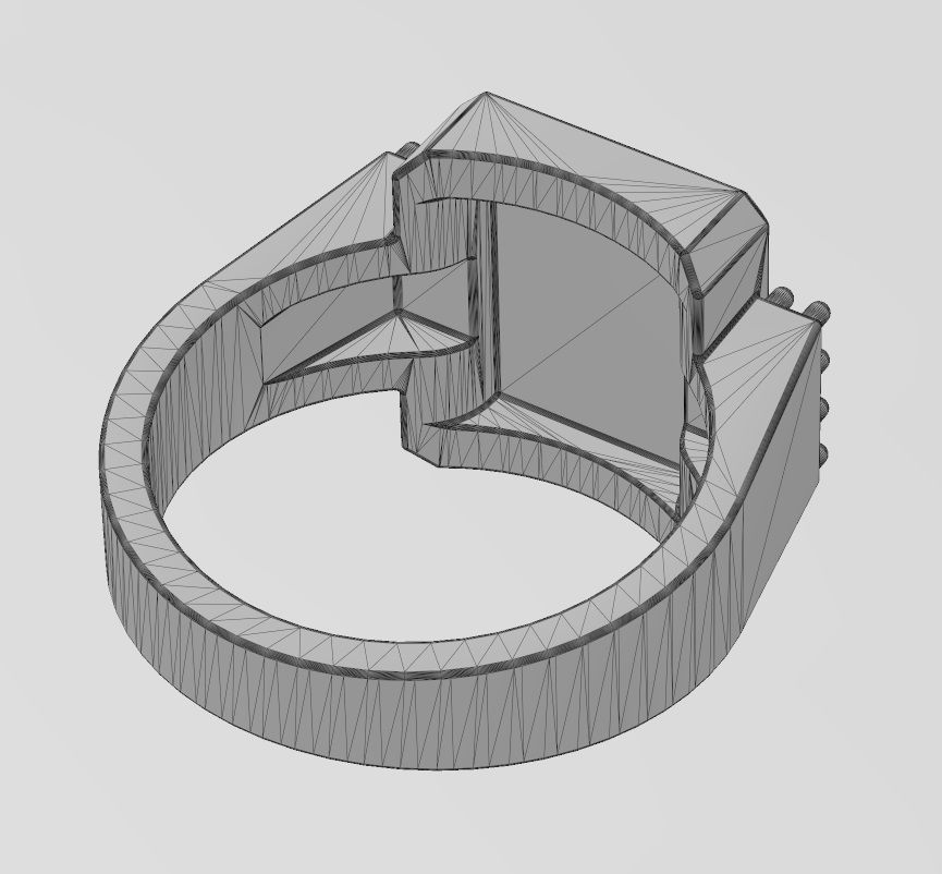 Diamond chamfred blank rectangular signet ring US sizes 7to10 3D print model_16