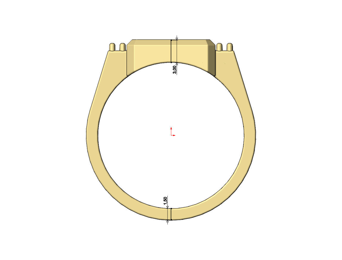 Diamond chamfred blank rectangular signet ring US sizes 7to10 3D print model_10