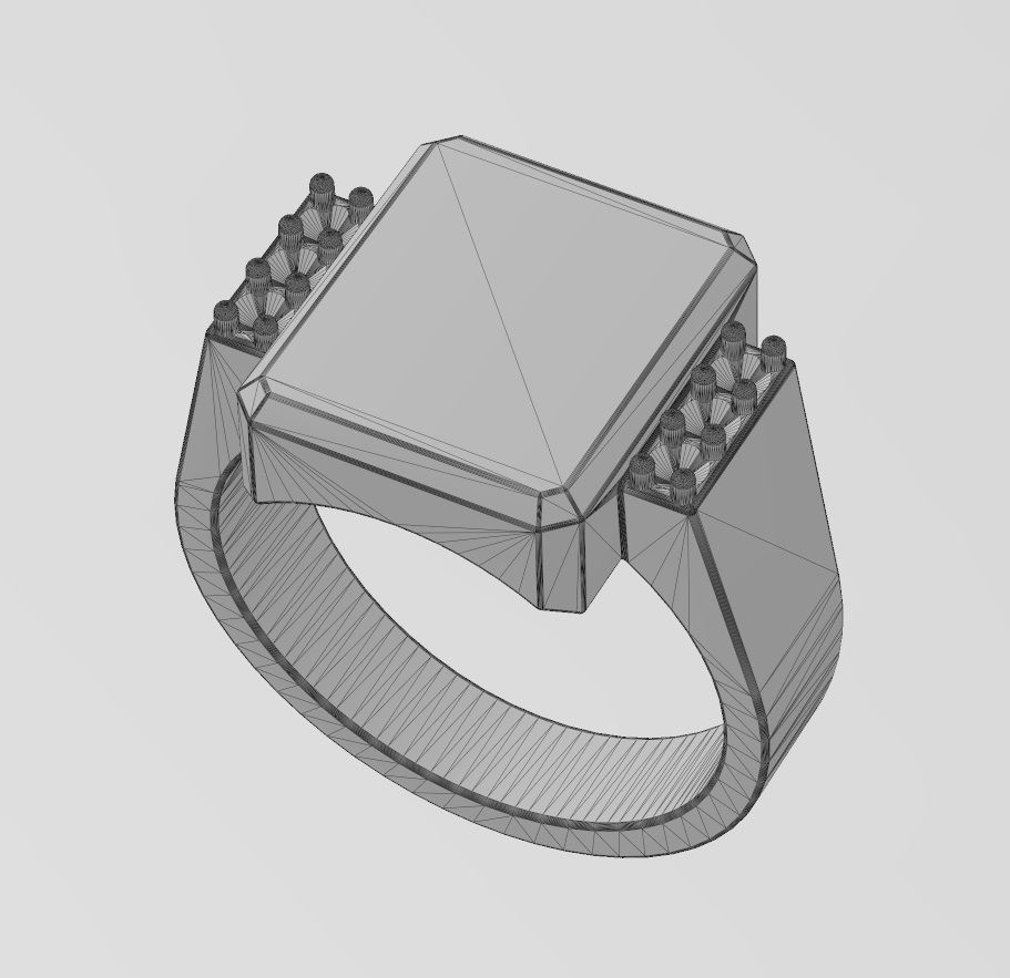 Diamond chamfred blank rectangular signet ring US sizes 7to10 3D print model_17