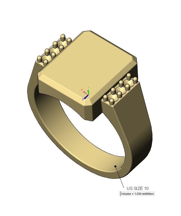 Diamond chamfred blank rectangular signet ring US sizes 7to10 3D print model_14