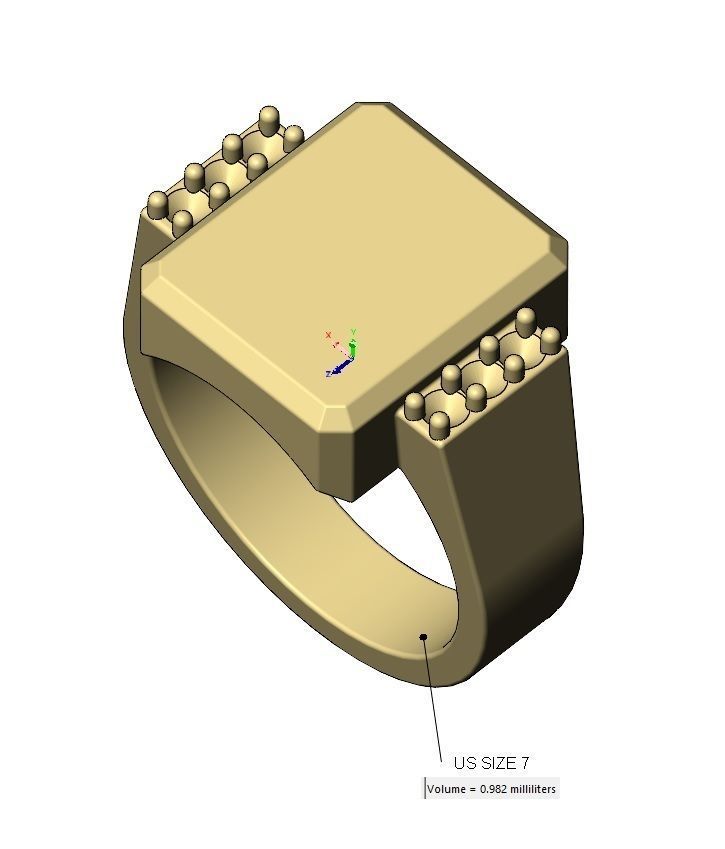 Diamond chamfred blank rectangular signet ring US sizes 7to10 3D print model_13