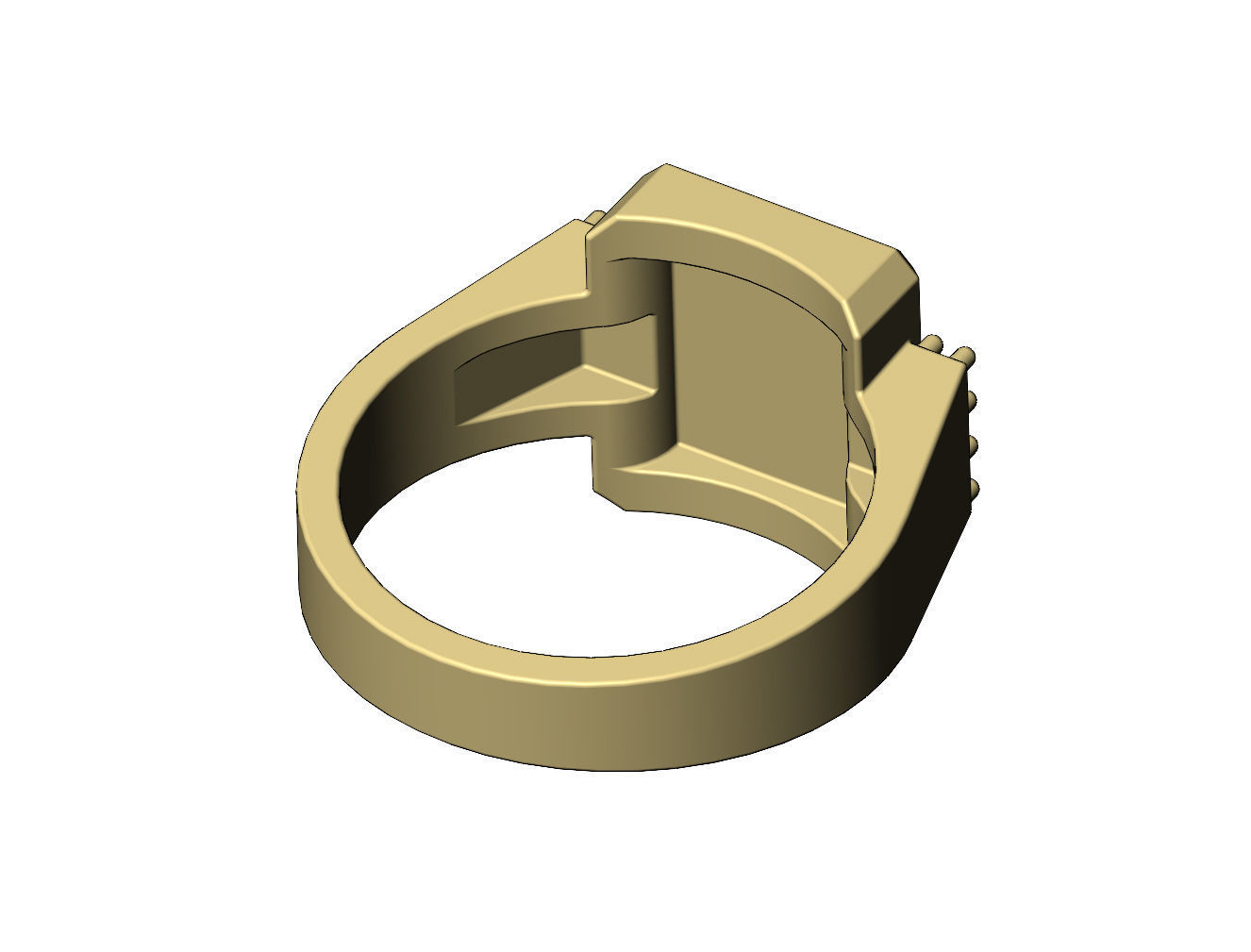 Diamond chamfred blank rectangular signet ring US sizes 7to10 3D print model_12