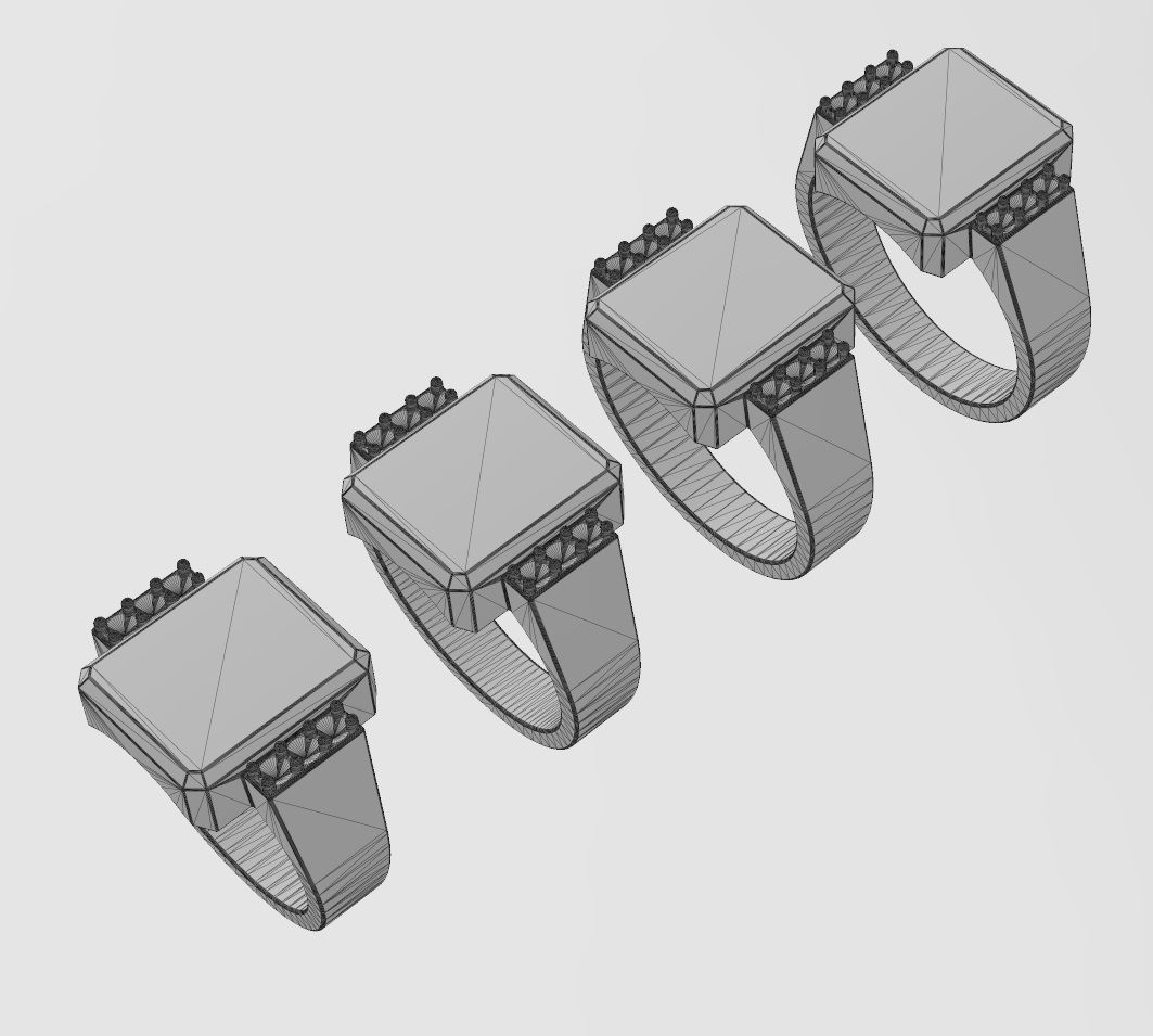 Diamond chamfred blank rectangular signet ring US sizes 7to10 3D print model_15