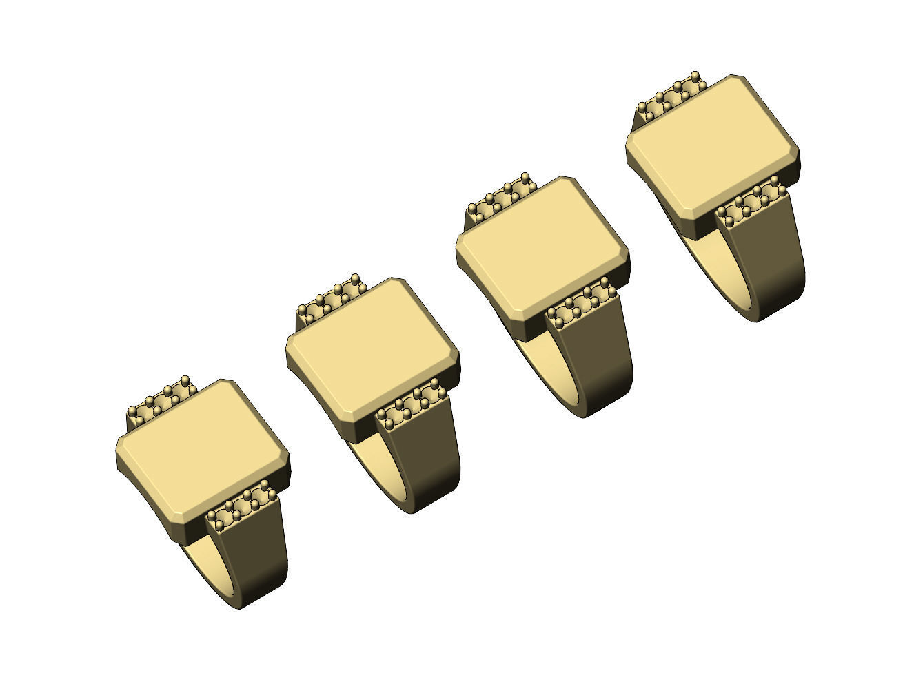 Diamond chamfred blank rectangular signet ring US sizes 7to10 3D print model_6