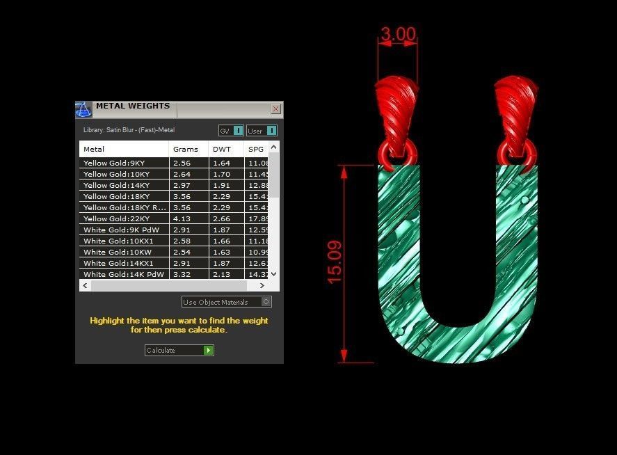 U Letter Alphabet Wooden Texture Pendant 3D Print Model 3D print model_1