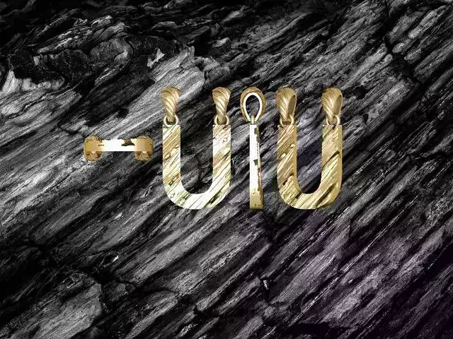 U Letter Alphabet Wooden Texture Pendant 3D Print Model