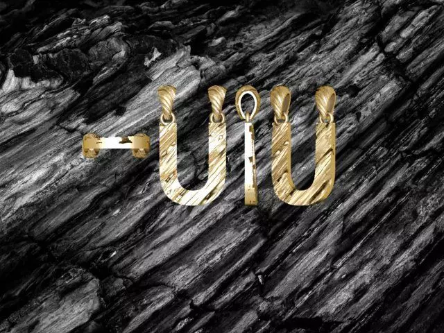 U Letter Alphabet Wooden Texture Pendant 3D Print Model 3D print model_0