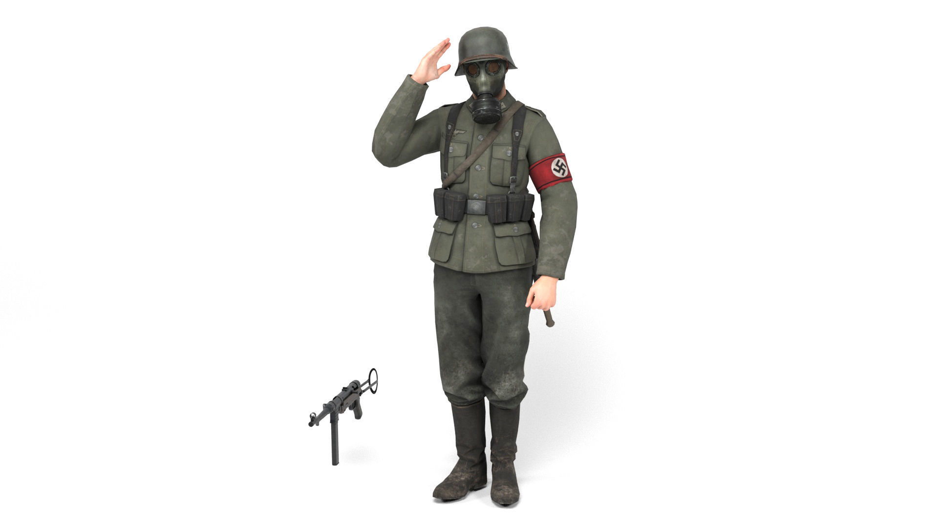 German Soldier 5 Low-poly 3D model_8