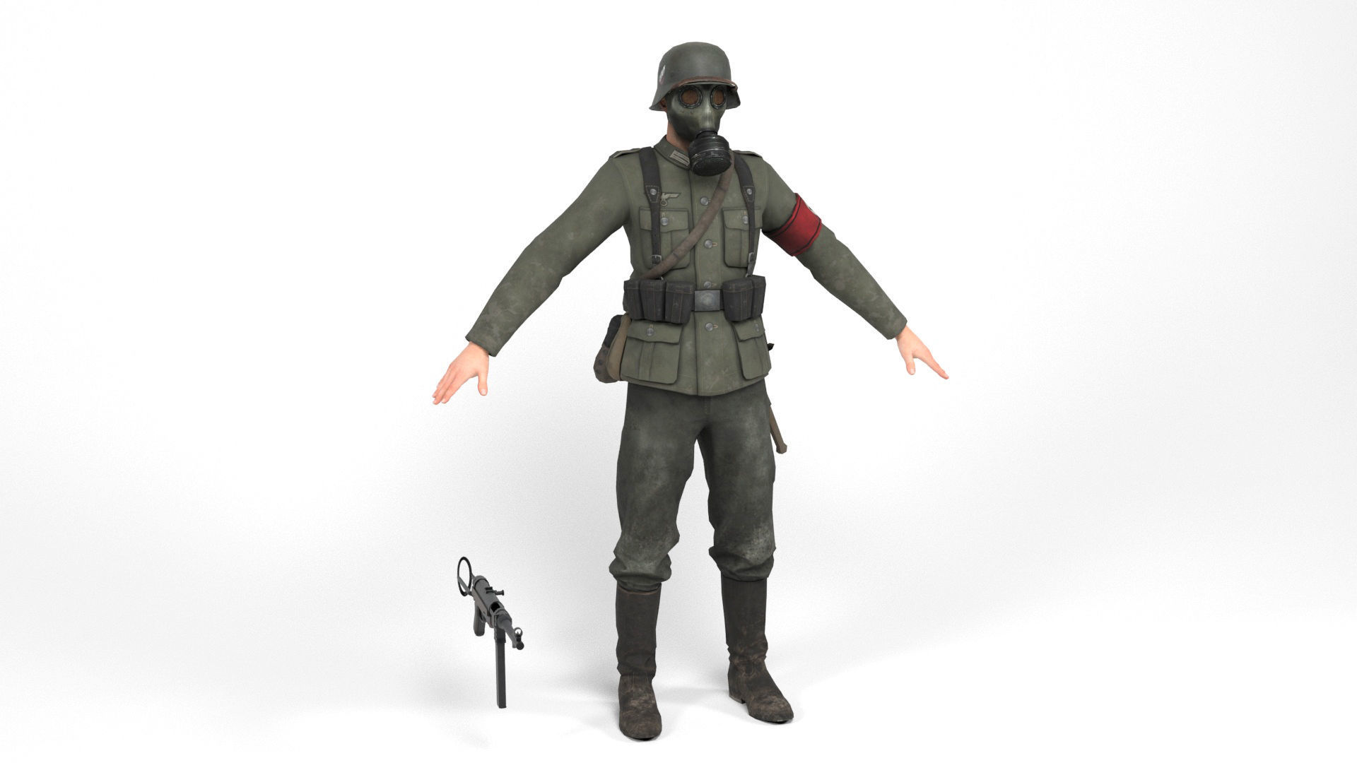 German Soldier 5 Low-poly 3D model_1