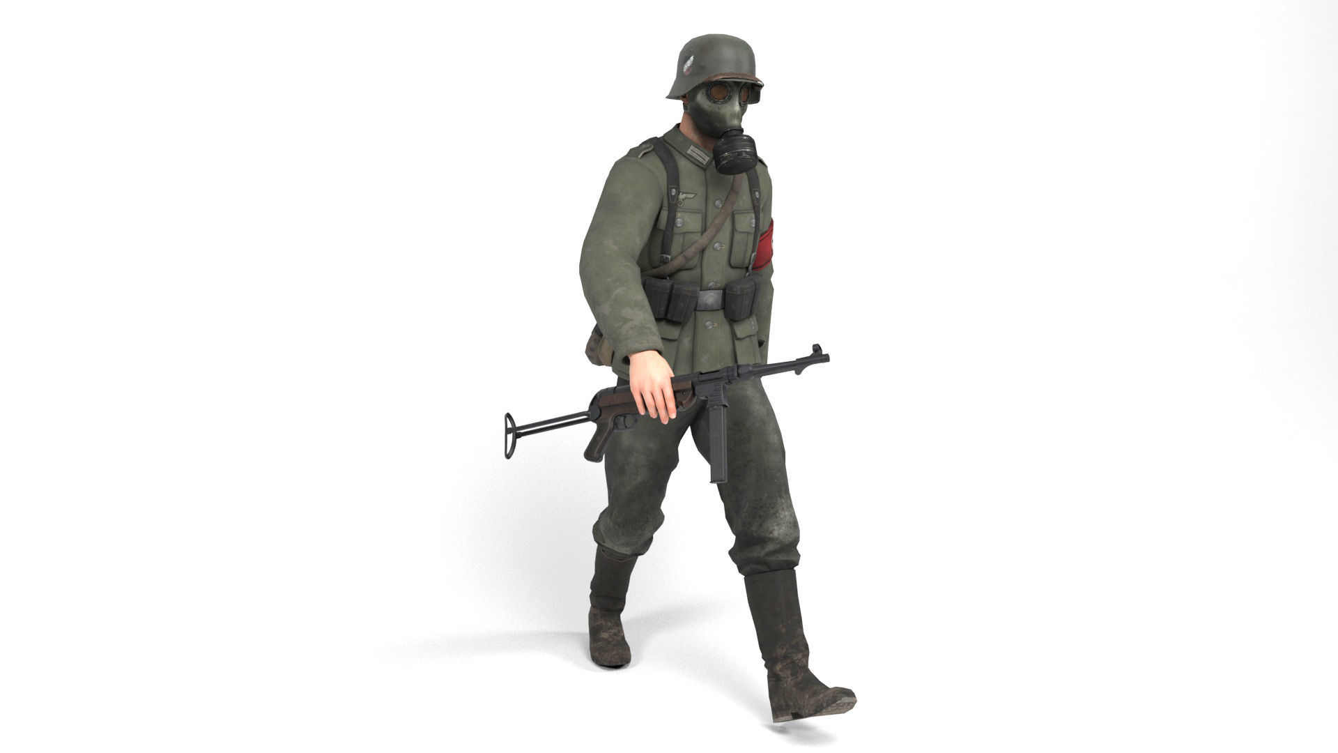 German Soldier 5 Low-poly 3D model_10