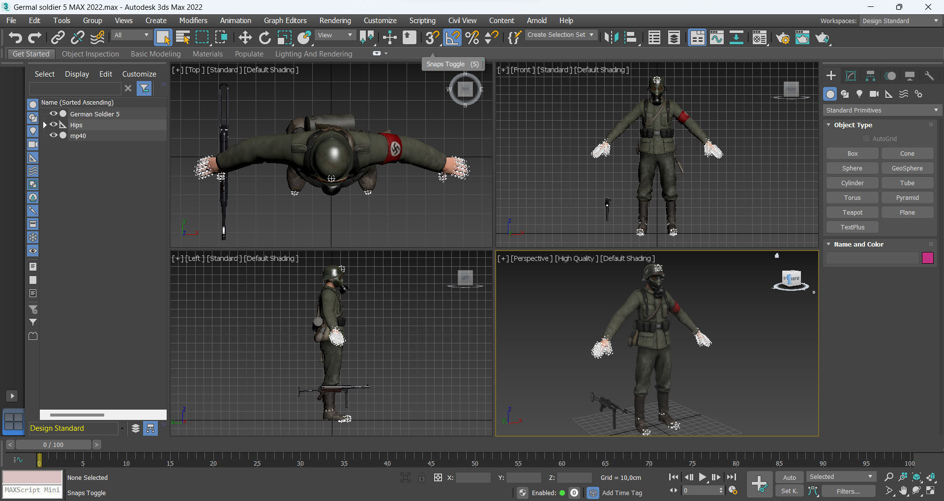 German Soldier 5 Low-poly 3D model_11