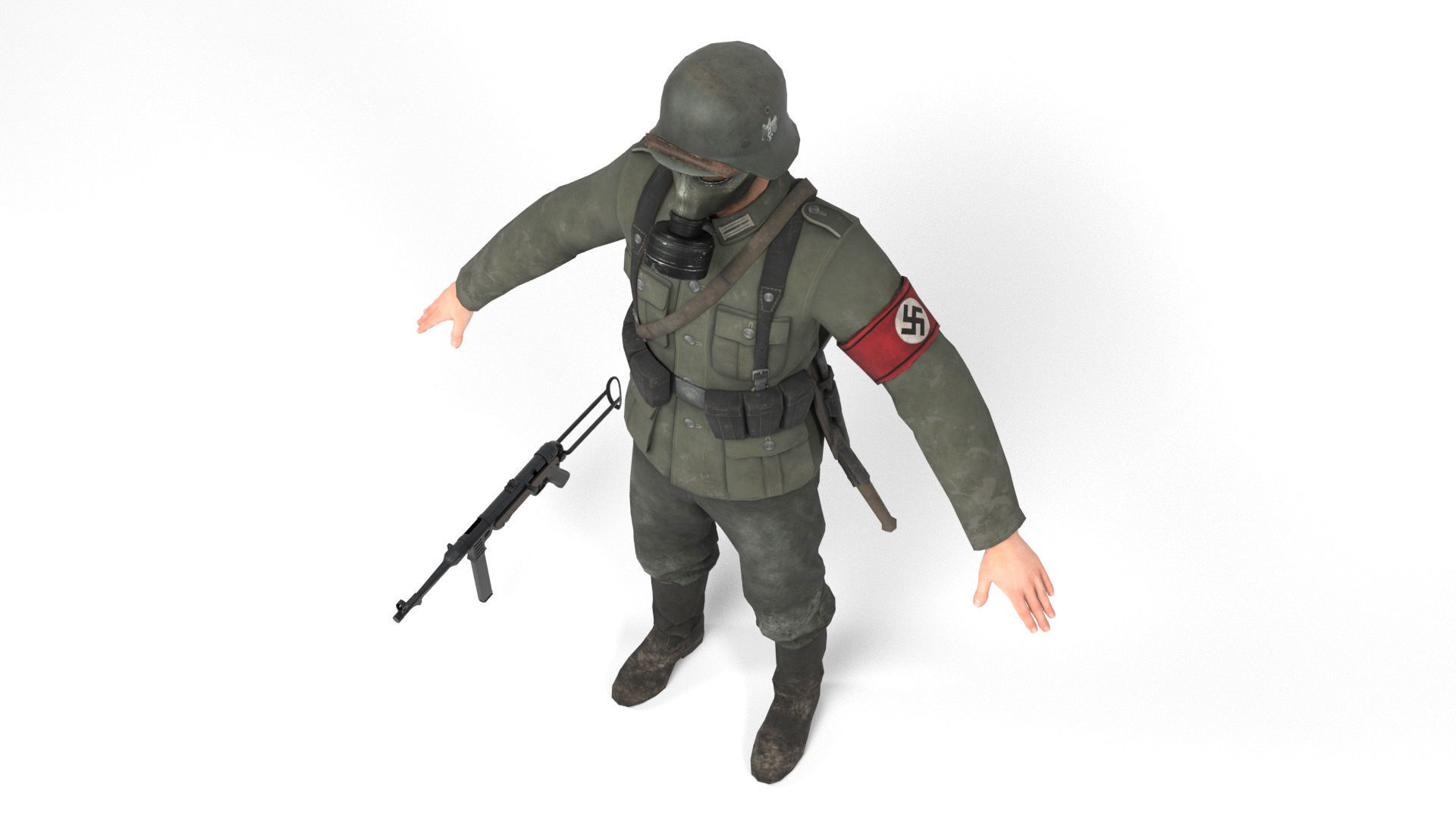 German Soldier 5 Low-poly 3D model_5