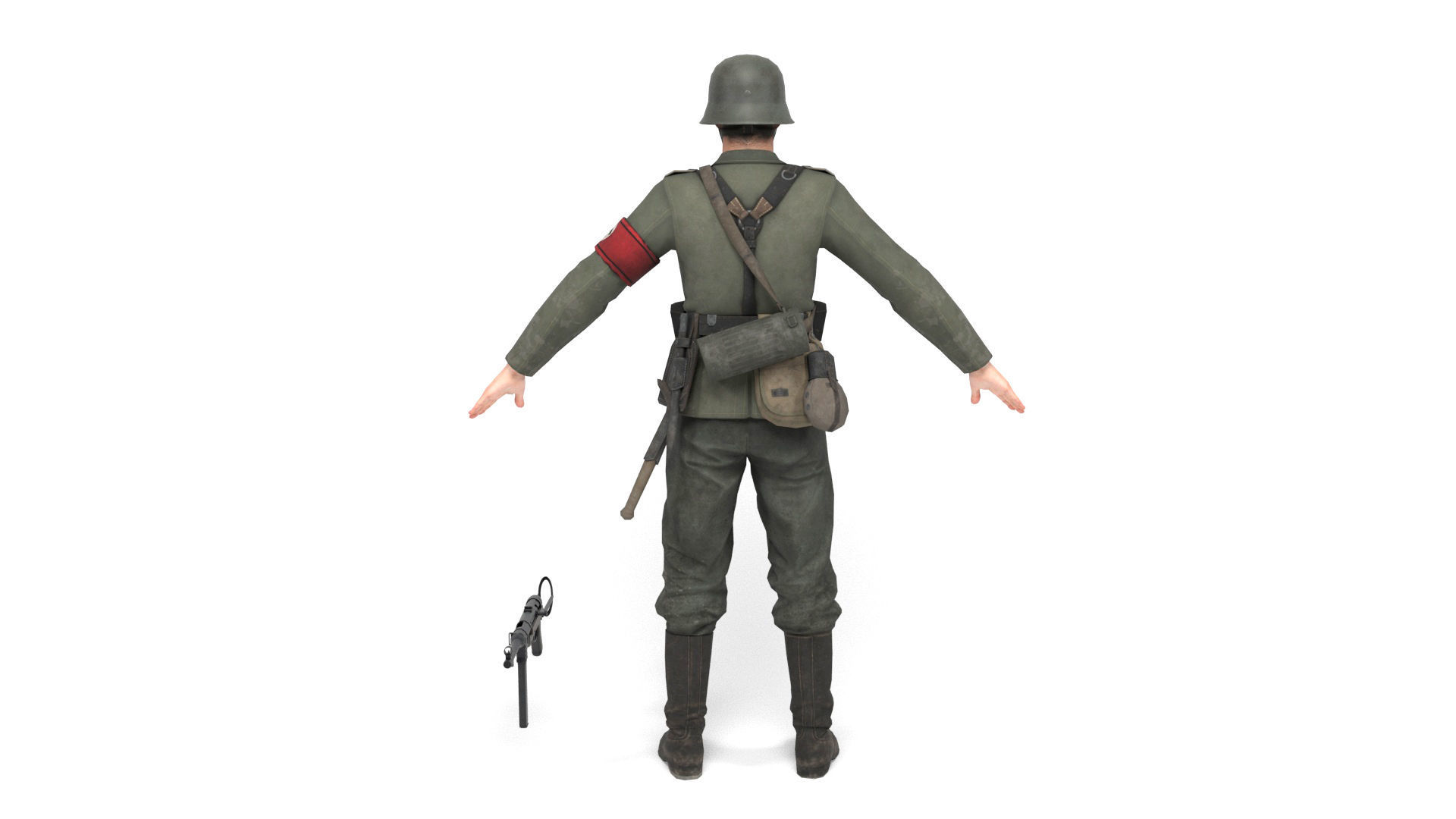 German Soldier 5 Low-poly 3D model_4