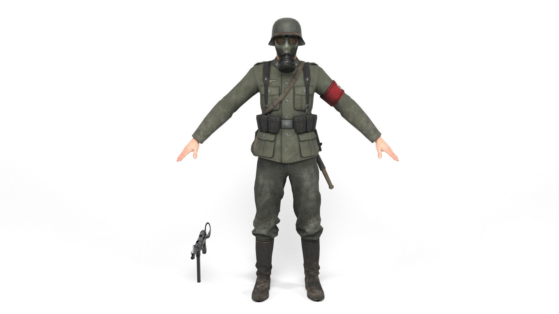 German Soldier 5 Low-poly 3D model_2