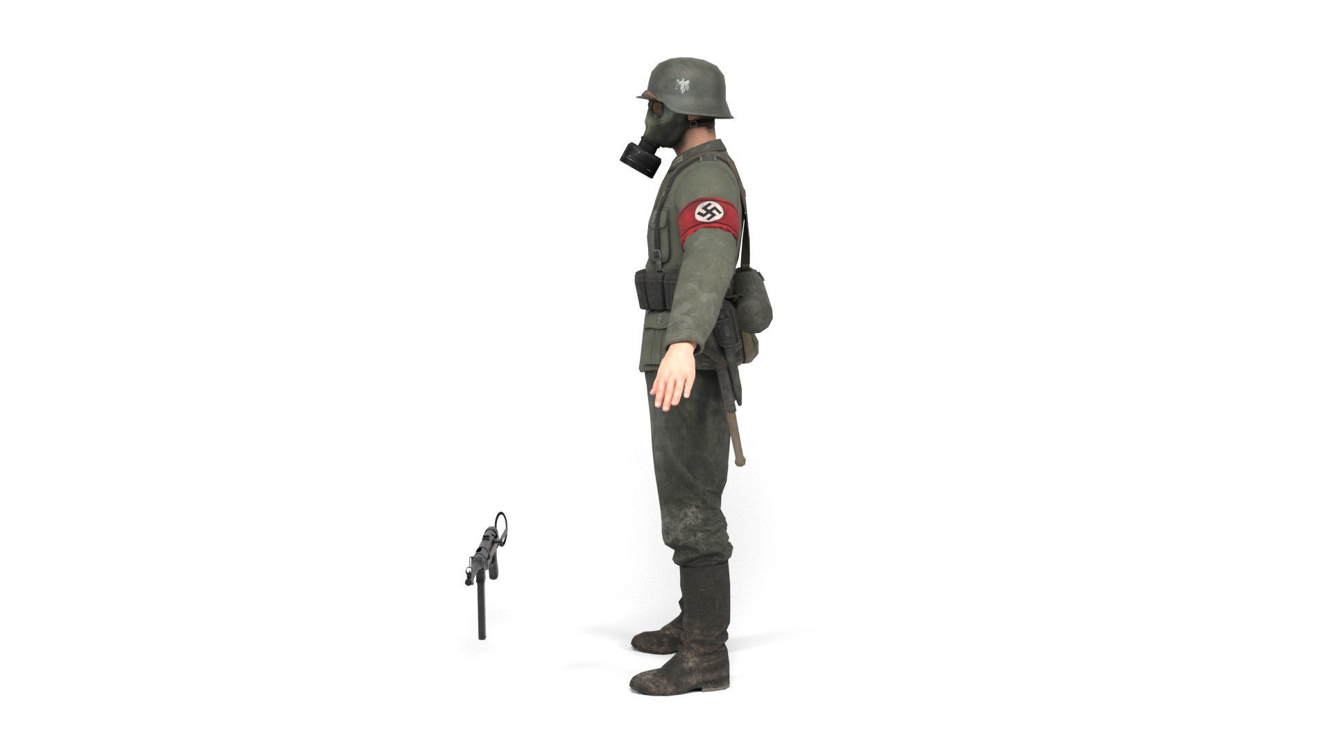 German Soldier 5 Low-poly 3D model_3