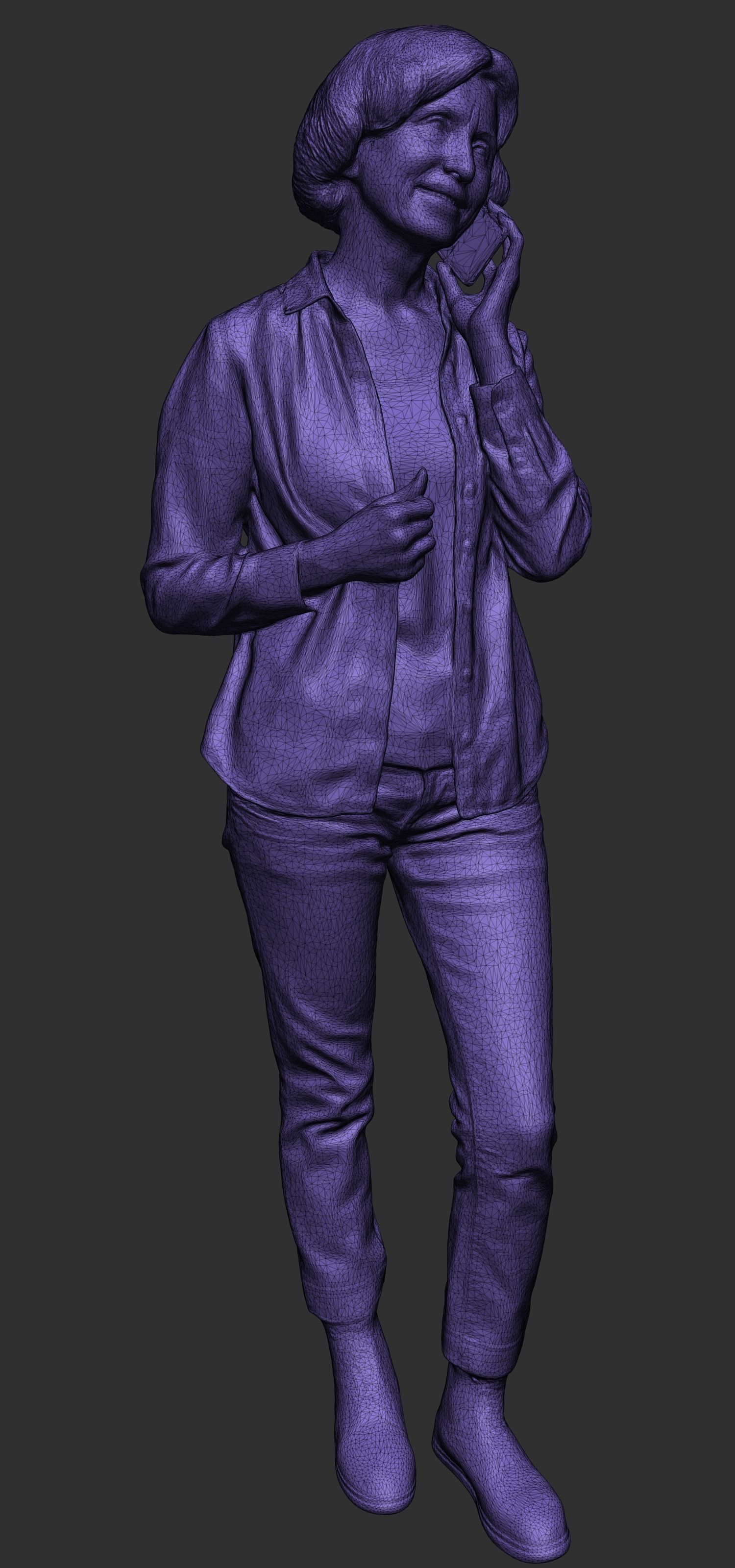 Mature woman in casual clothes talking on phone 402 Low-poly 3D model_7