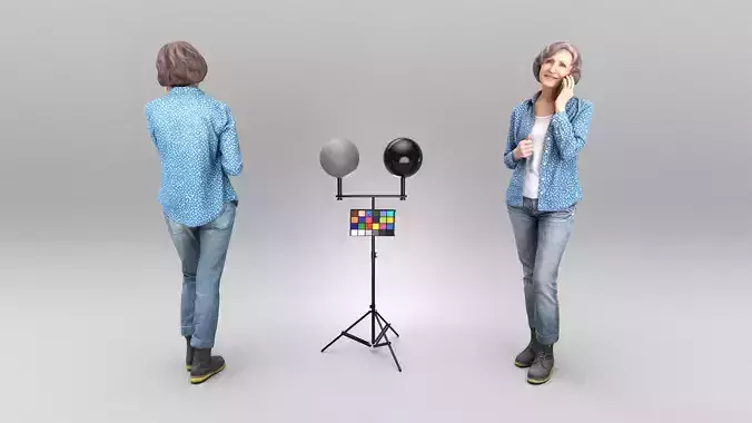 Mature woman in casual clothes talking on phone 402 Low-poly 3D model