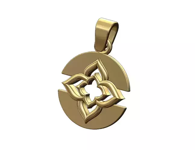 Floral star split round pendant with bail