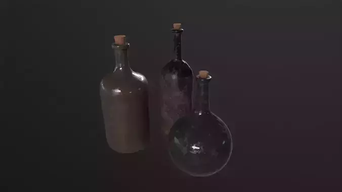 Old Rum Bottles 3D Model