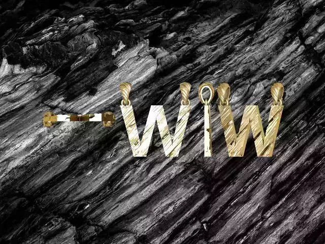 W Letter Alphabet Wooden Texture Pendant 3D Print Model