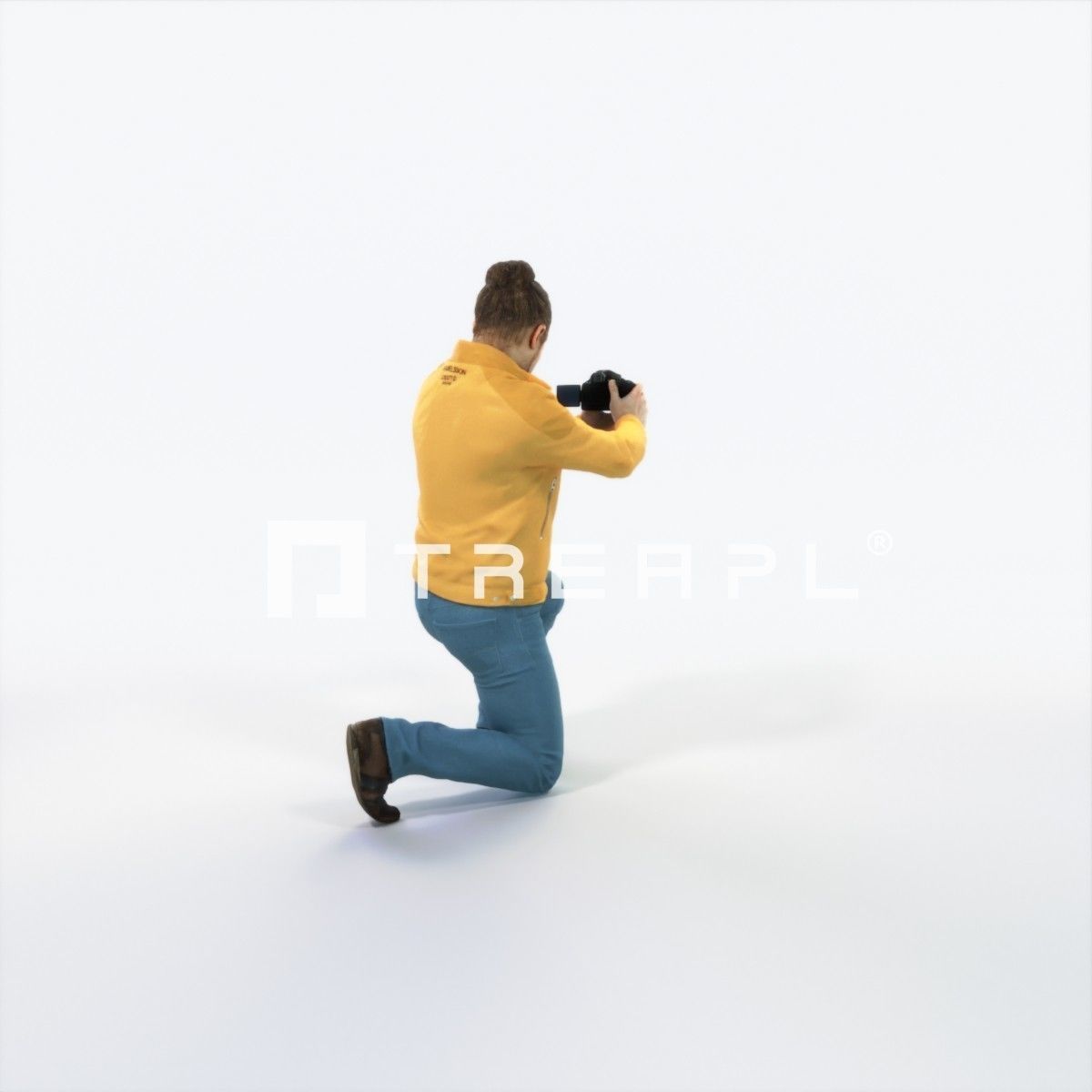 Keen 17L Kneeling Camera Photographer Casual Man Low-poly 3D model_3