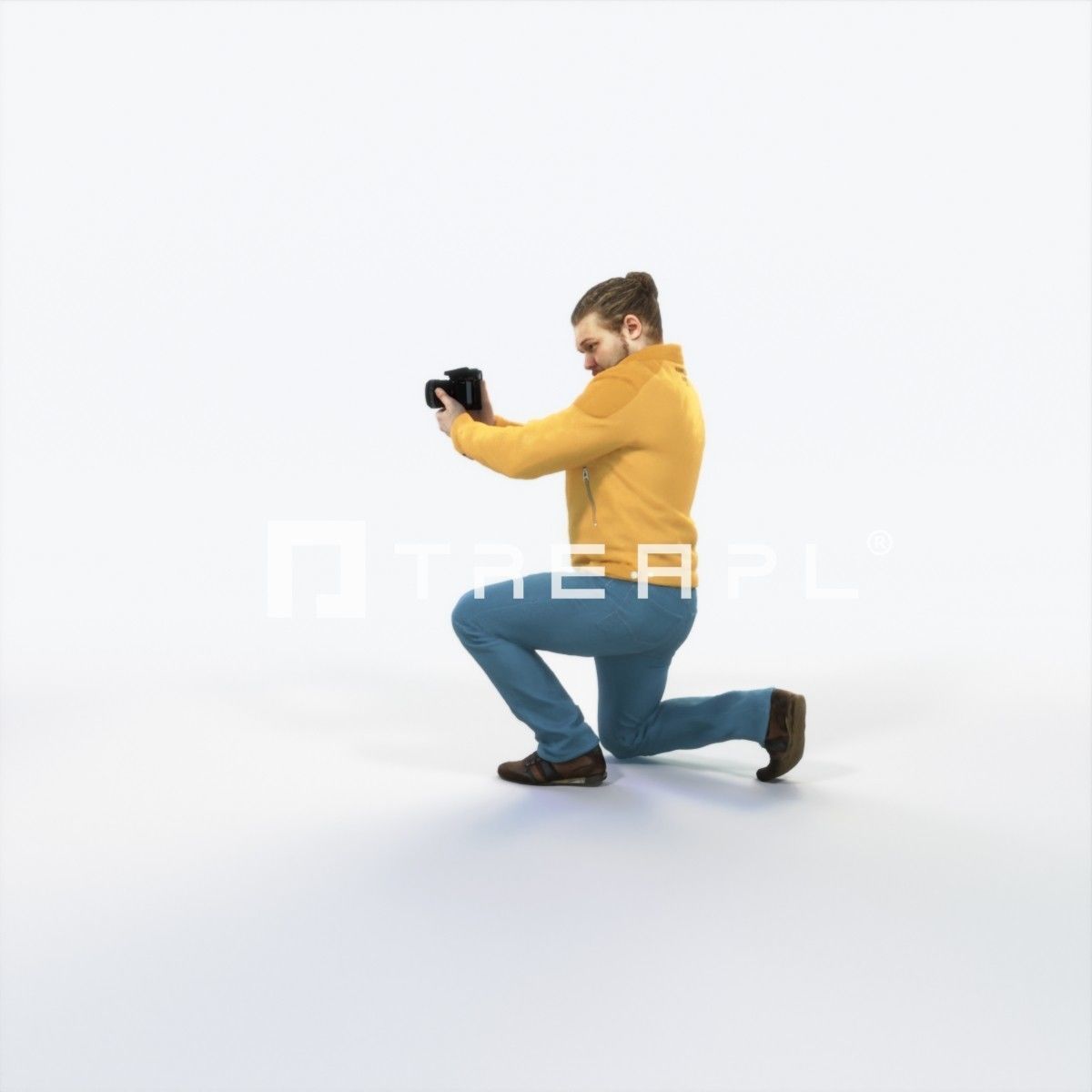 Keen 17L Kneeling Camera Photographer Casual Man Low-poly 3D model_5