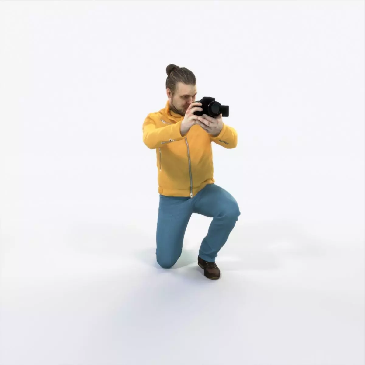 Keen 17L Kneeling Camera Photographer Casual Man Low-poly 3D model_0