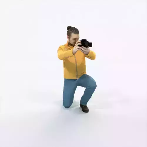 Keen 17L Kneeling Camera Photographer Casual Man Low-poly 3D model